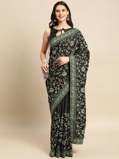 women's embroidered saree with blouse - 20299731 - Very Small Image - 1