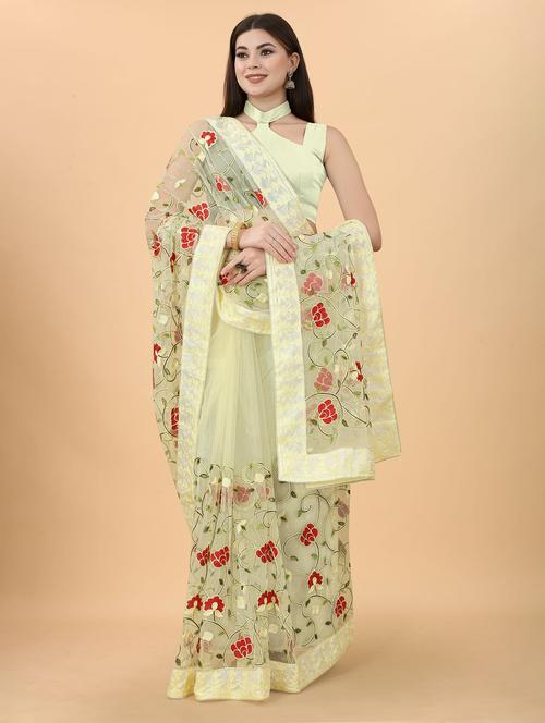 women's embroidered saree with blouse - 20299897 - Very Small Image - 1