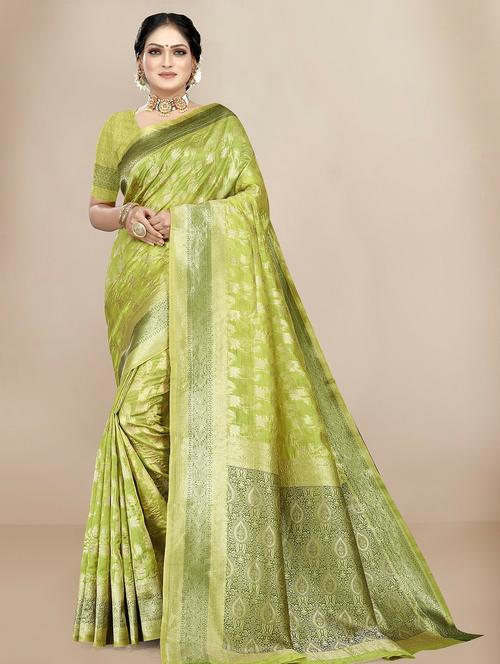 women's self design light green colored saree with blouse - 20299989 - Very Small Image - 1