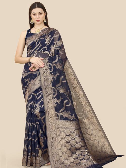 women's banarasi saree with blouse - 20299996 - Very Small Image - 1