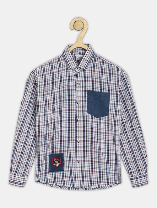 boys multi color checkered cotton blend shirt - 20300365 - Very Small Image - 1