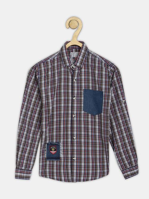 boys multi color checkered cotton blend shirt - 20300370 - Very Small Image - 1