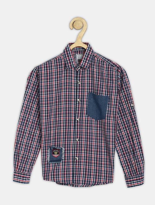 boys multi color checkered cotton blend shirt - 20300375 - Very Small Image - 1