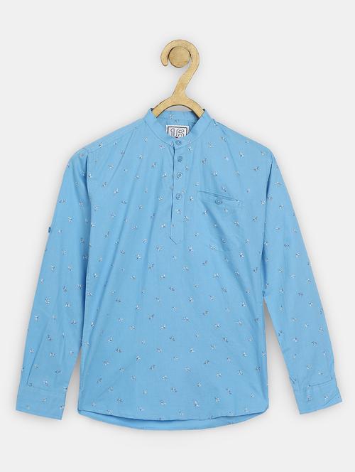 ligh blue printed long sleeves shirt - 20300410 - Very Small Image - 1