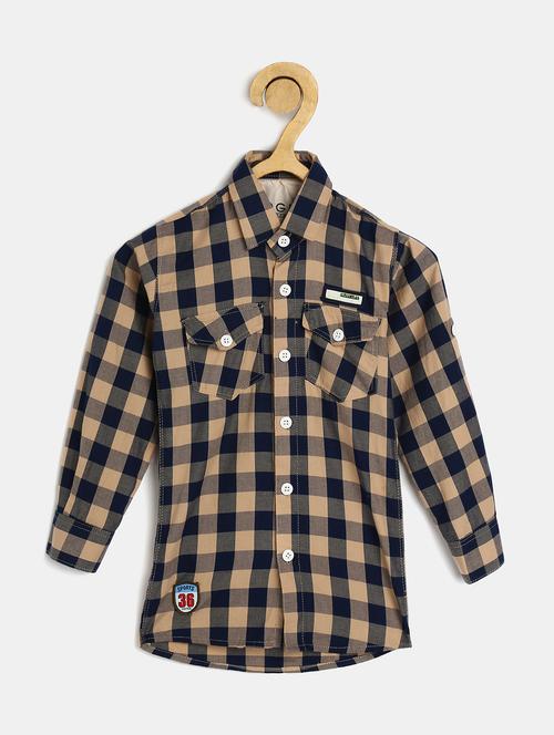 navy blue checkered long sleeves shirt - 20300449 - Very Small Image - 1