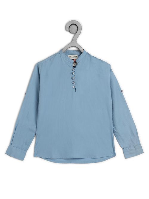 light blue solid long sleeves shirt - 20300484 - Very Small Image - 1