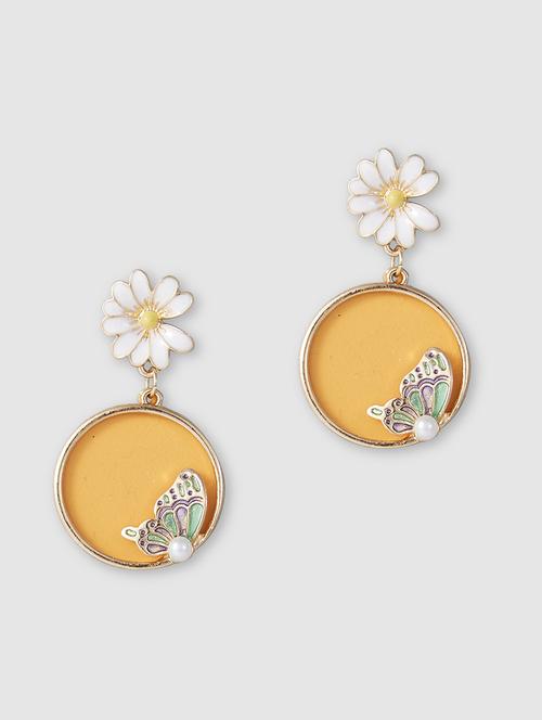 yellow alloy drop earring - 20301497 - Very Small Image - 1