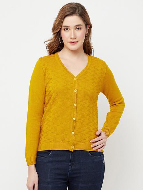 yellow self design cardigan - 20301930 - Very Small Image - 1