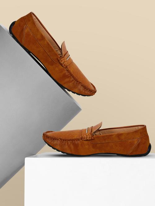 tan leather slip on loafers - 20302086 - Very Small Image - 1