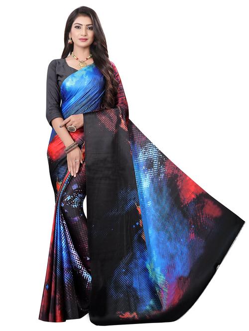 women's printed multi colored saree with blouse - 20302568 - Very Small Image - 1