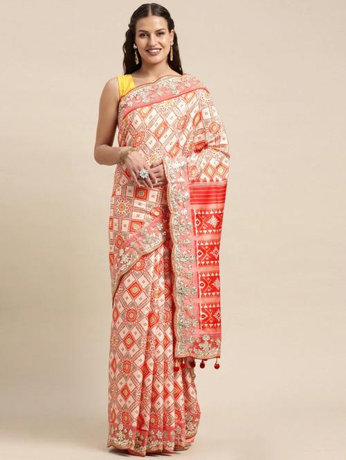 multi colored printed saree with blouse - 20302682 - Very Small Image - 1