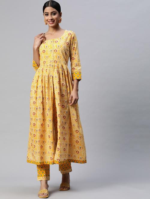 yellow colored kurta pant set - 20302802 - Very Small Image - 1