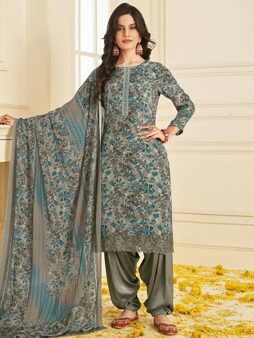 women grey unstitched patiyala suits - 20303038 - Very Small Image - 1