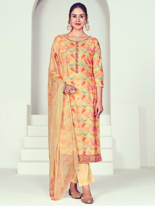 lemon sherbet colored unstiched dress - 20303041 - Very Small Image - 1