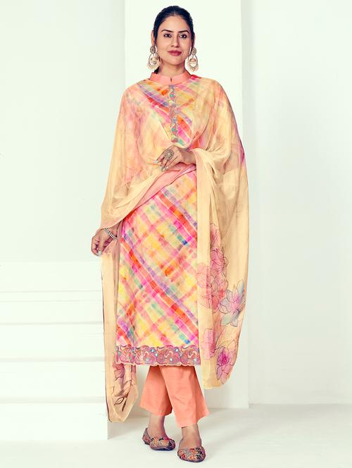 mustard colored unstiched dress - 20303042 - Very Small Image - 1