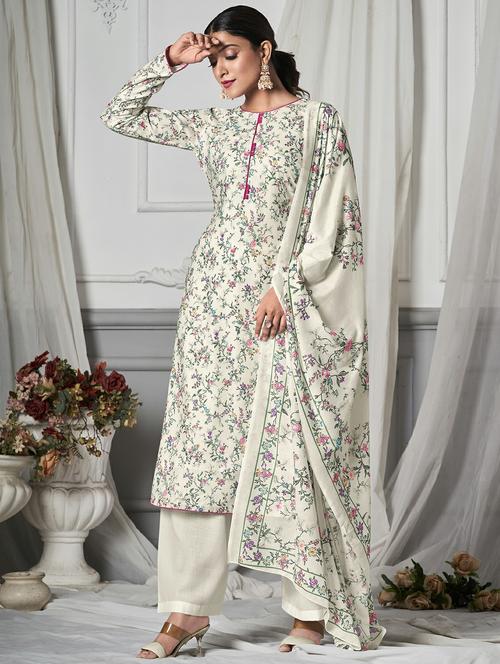 women white unstitched palazzo suits - 20303056 - Very Small Image - 1