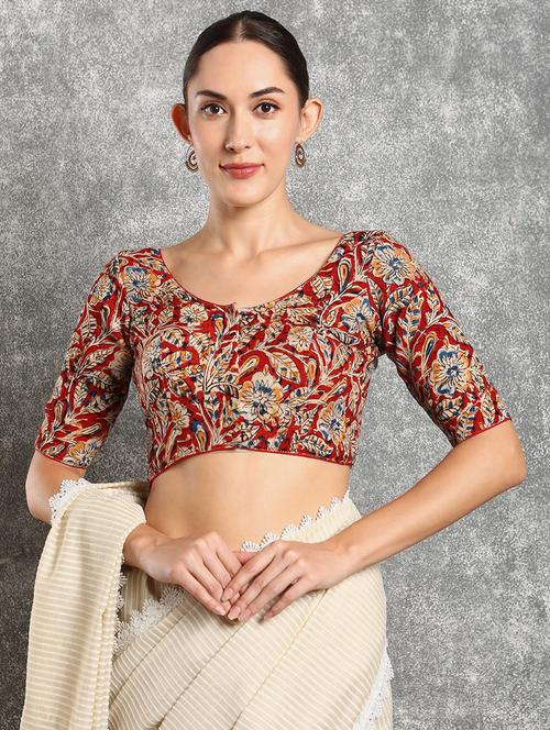 women red round neck regular blouse - 20303093 - Very Small Image - 1