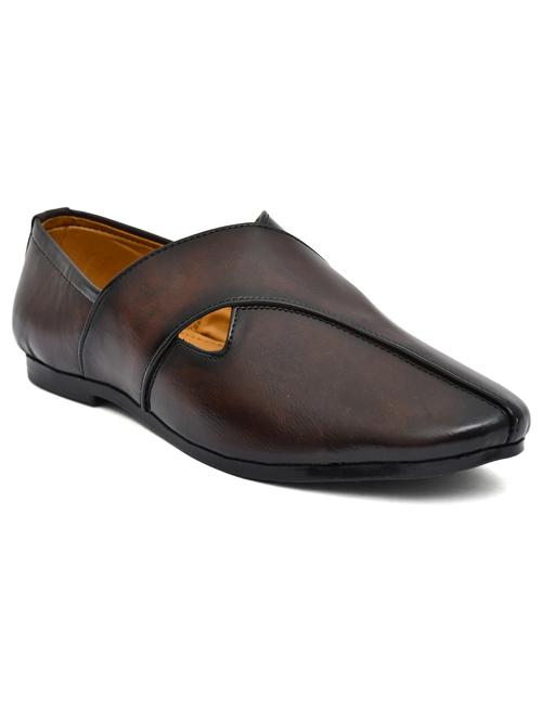 men solid coffee brown slip on ethnic wear juti - 20303226 - Very Small Image - 1