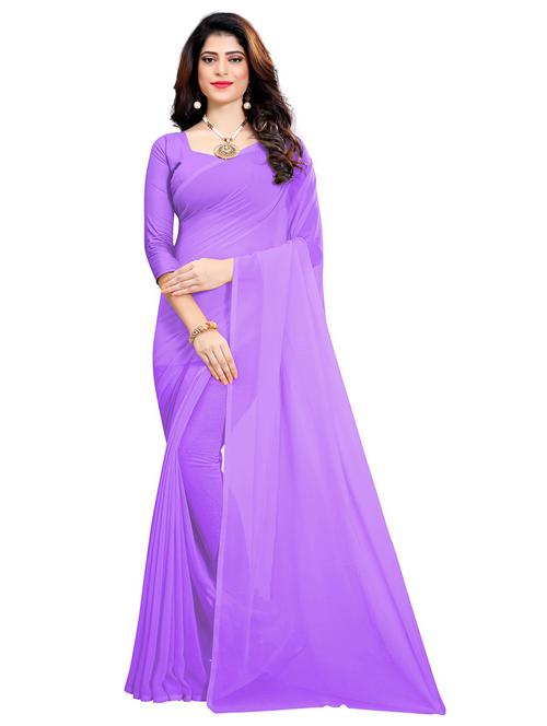 magenta colored plain saree with blouse - 20303298 - Very Small Image - 1