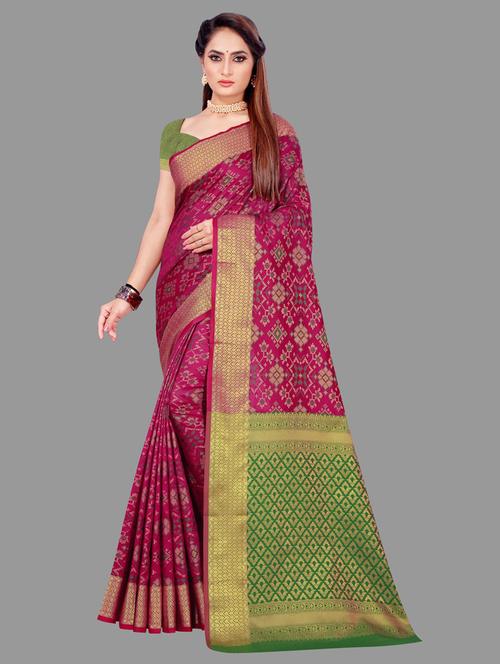 purple colored patola saree - 20303308 - Very Small Image - 1