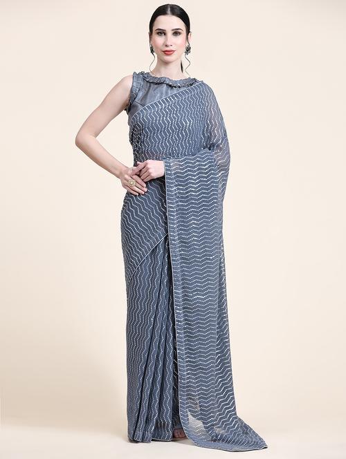 women's embellished saree with blouse - 20303672 - Very Small Image - 1
