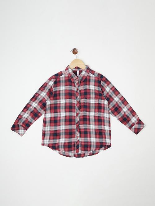 kids red checkered long sleeves shirt - 20304051 - Very Small Image - 1