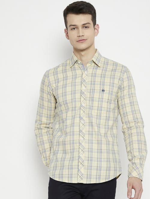 yellow checkered regular shirt - 20304675 - Very Small Image - 1