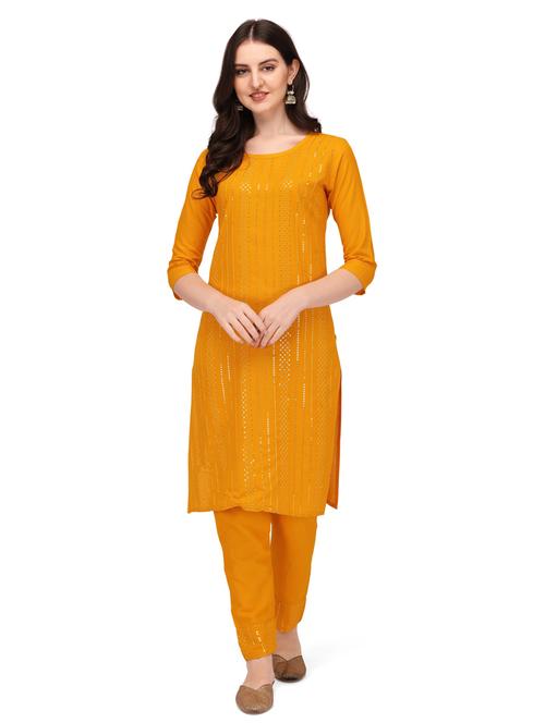 yellow colored kurta pant set - 20304914 - Very Small Image - 1