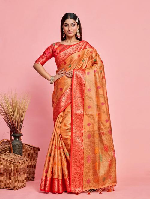 women's banarasi saree with blouse - 20305031 - Very Small Image - 1