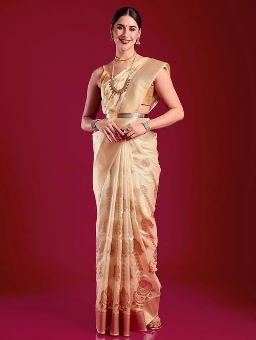 women's self design beige colored saree - 20305163 - Very Small Image - 1
