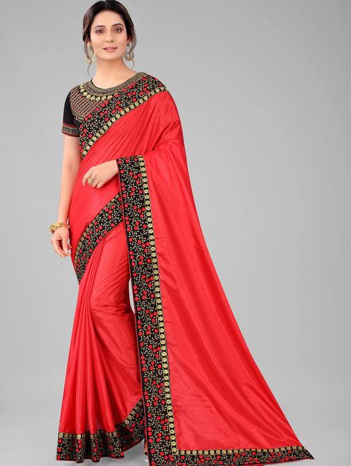 red colored bordered saree with blouse - 20305529 - Very Small Image - 1