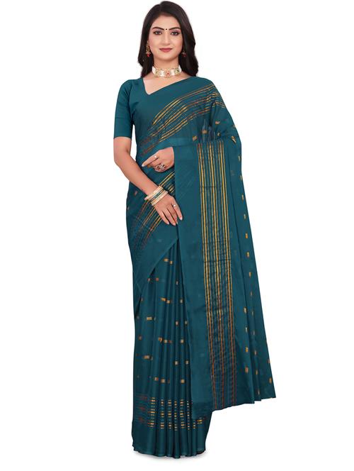 sea green colored handloom saree with blouse - 20305770 - Very Small Image - 1