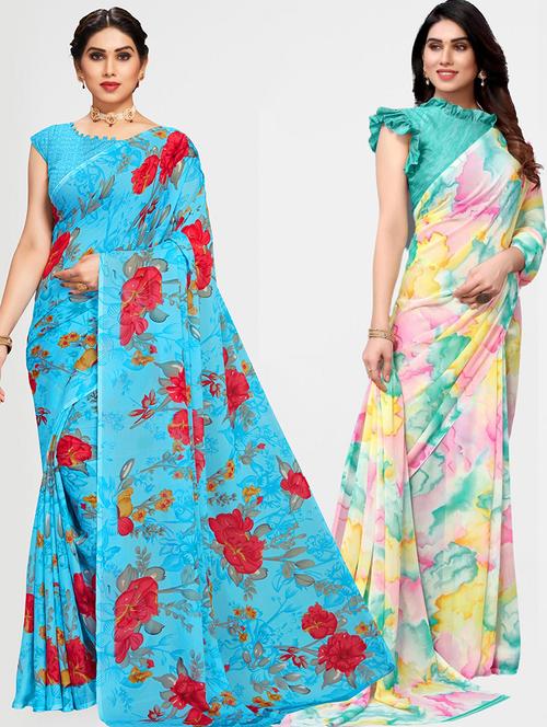 multi colored printed saree - 20305974 - Very Small Image - 1