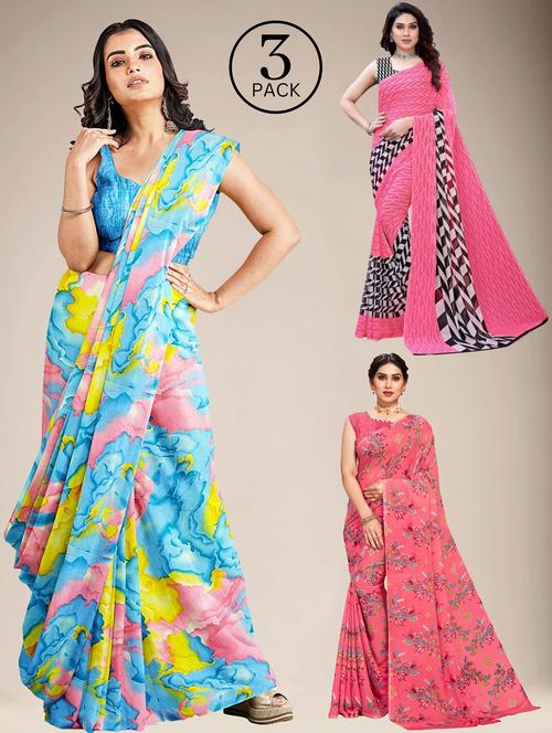 multi colored printed saree with blouse - 20305980 - Very Small Image - 1