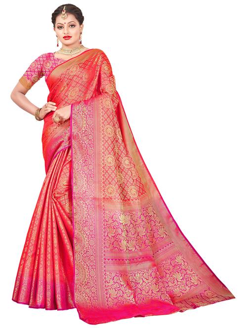 red colored kanjivaram saree with blouse - 20305996 - Very Small Image - 1