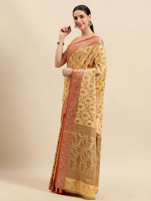 cream colored kanjivaram saree - 20306025 - Very Small Image - 1
