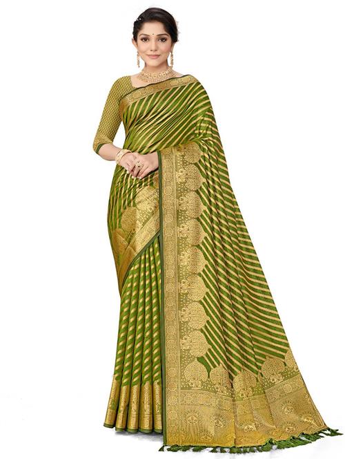 women's self design green colored saree with blouse - 20306027 - Very Small Image - 1