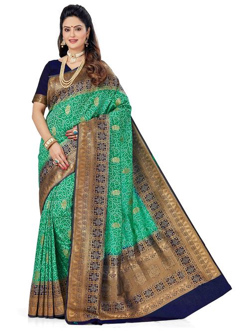 women's self design multi colored saree with blouse - 20306057 - Very Small Image - 1
