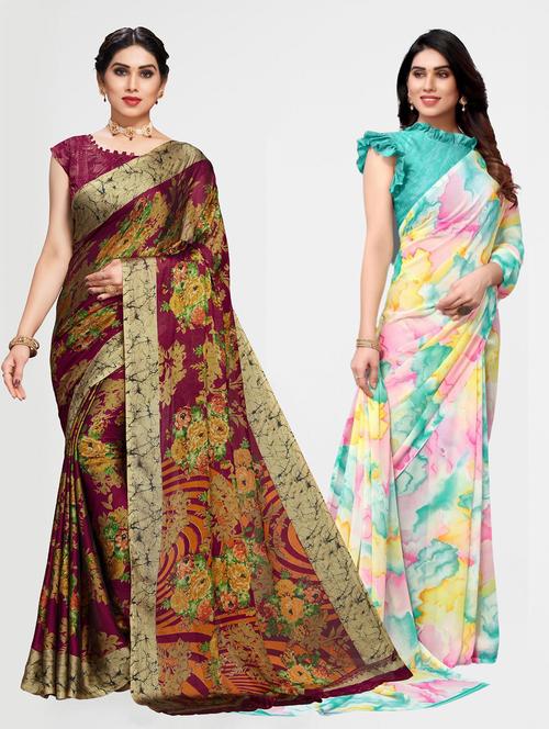 multi colored printed saree - 20306063 - Very Small Image - 1
