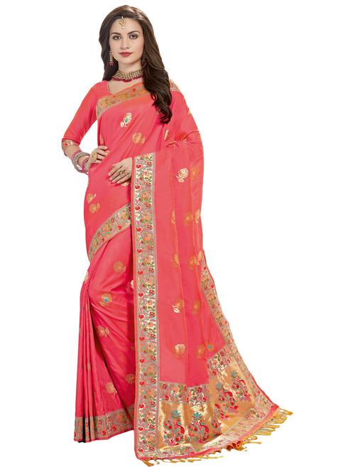 orange colored kanjivaram saree with blouse - 20306072 - Very Small Image - 1