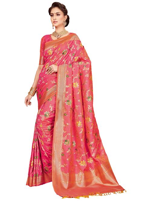 pink colored kanjivaram saree with blouse - 20306202 - Very Small Image - 1