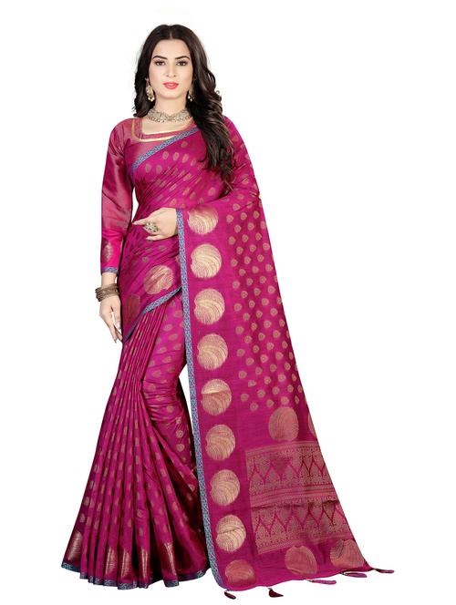 women's self design magenta colored saree with blouse - 20306275 - Very Small Image - 1
