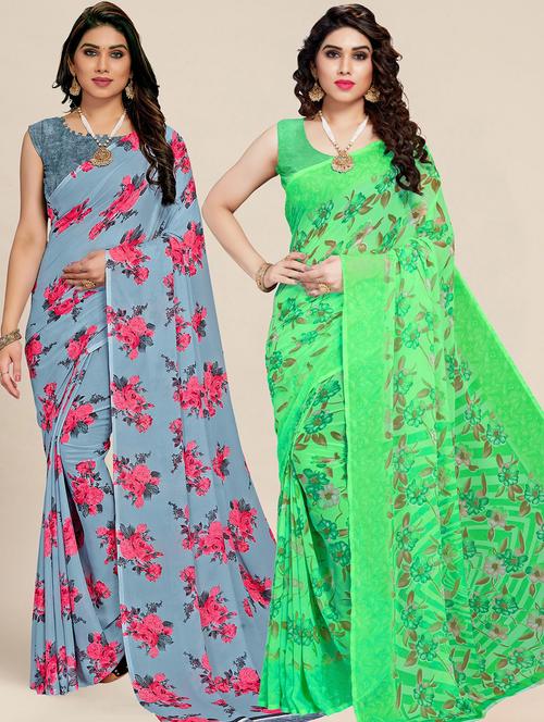 multi colored printed saree - 20306329 - Very Small Image - 1