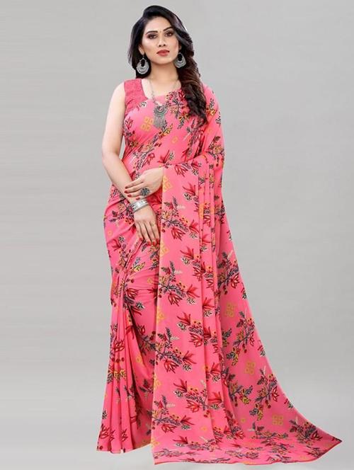 peach colored printed saree - 20306404 - Very Small Image - 1