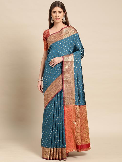 women's banarasi saree with blouse - 20306406 - Very Small Image - 1