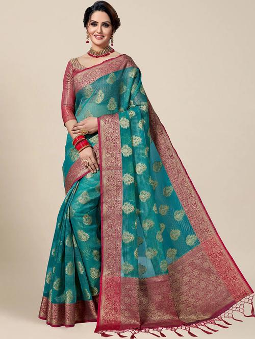 sea green colored kanjivaram saree - 20306498 - Very Small Image - 1