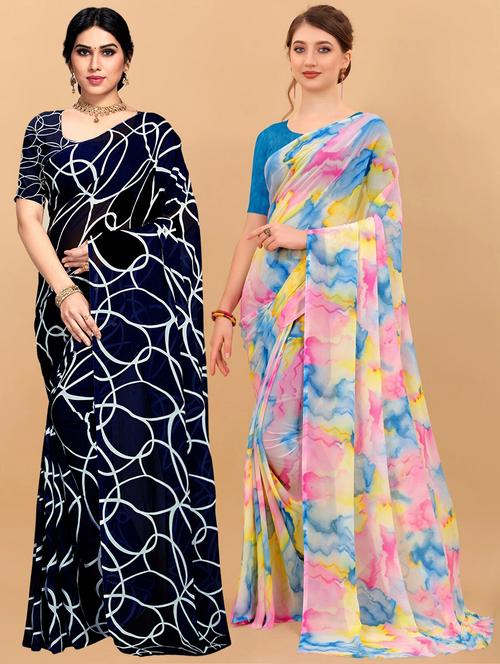 multi colored printed saree - 20306561 - Very Small Image - 1