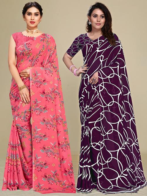 multi colored printed saree with blouse - 20306642 - Very Small Image - 1