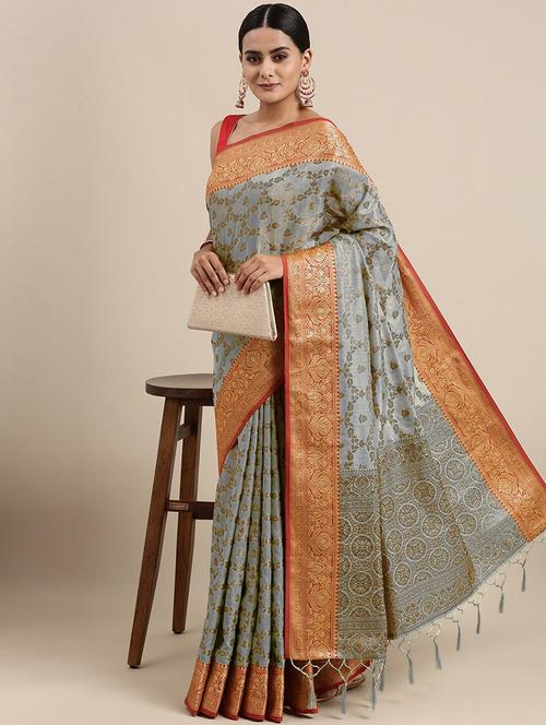 women's self design grey colored saree - 20306645 - Very Small Image - 1