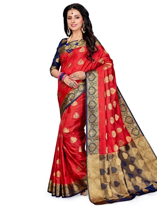 red colored kanjivaram saree with blouse - 20306666 - Very Small Image - 1